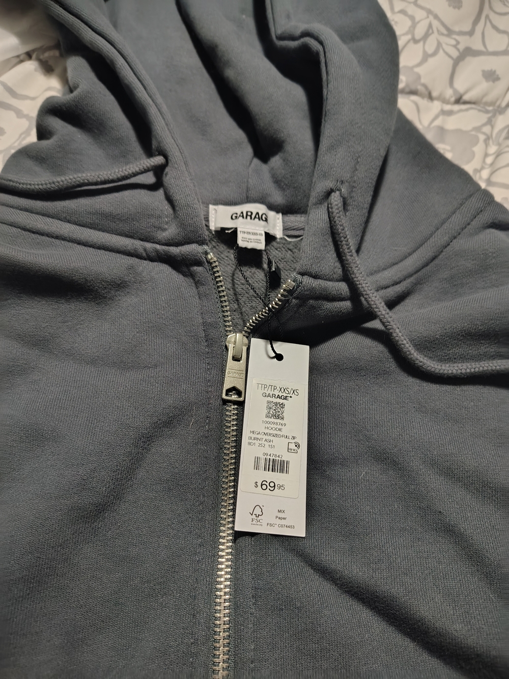 Garage Men's Zip-Up Hoodie in Charcoal